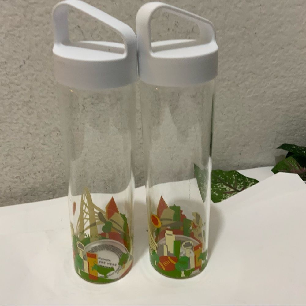 2 STARBUCKS Tumbler “You Are Here” Dallas Glass 18.5 OzTravel Water Bottle  2016